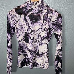 Urban Outfitters AFRM Zadie Purple Marble Sheer Mock Neck Long Sleeve Size S